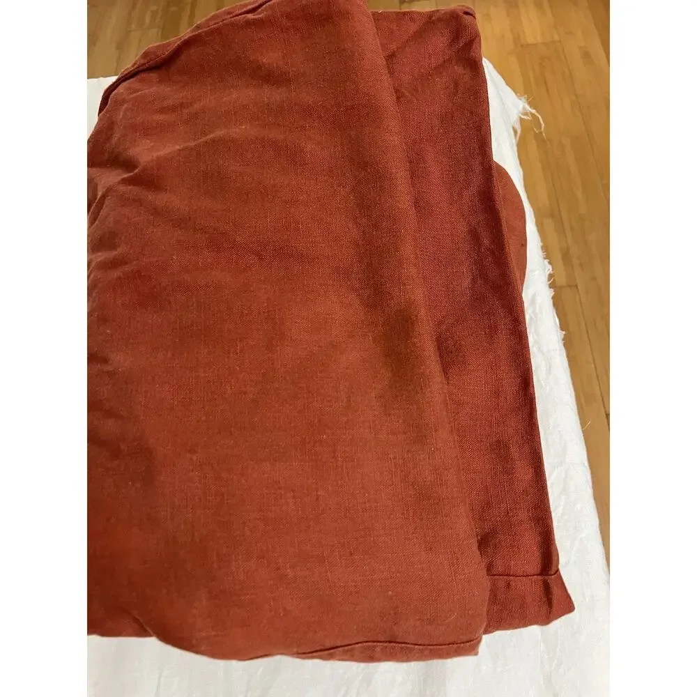 POTTERY BARN 100% FLAX LINEN DUVET COVER Twin Rust RED BERRY